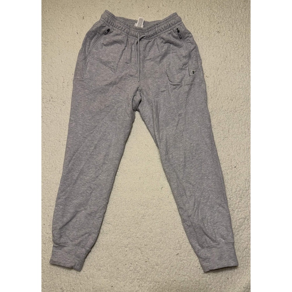 Champion Mens Grey Fleece Joggers Sweatpants Zip Pockets Size M 1965727